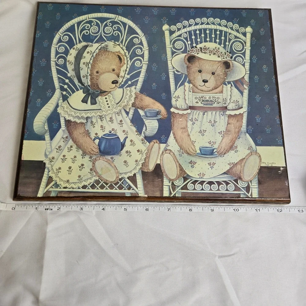 Teddy Bear‎ Decorative Wooden Plaque Artist Nita Showers 1985